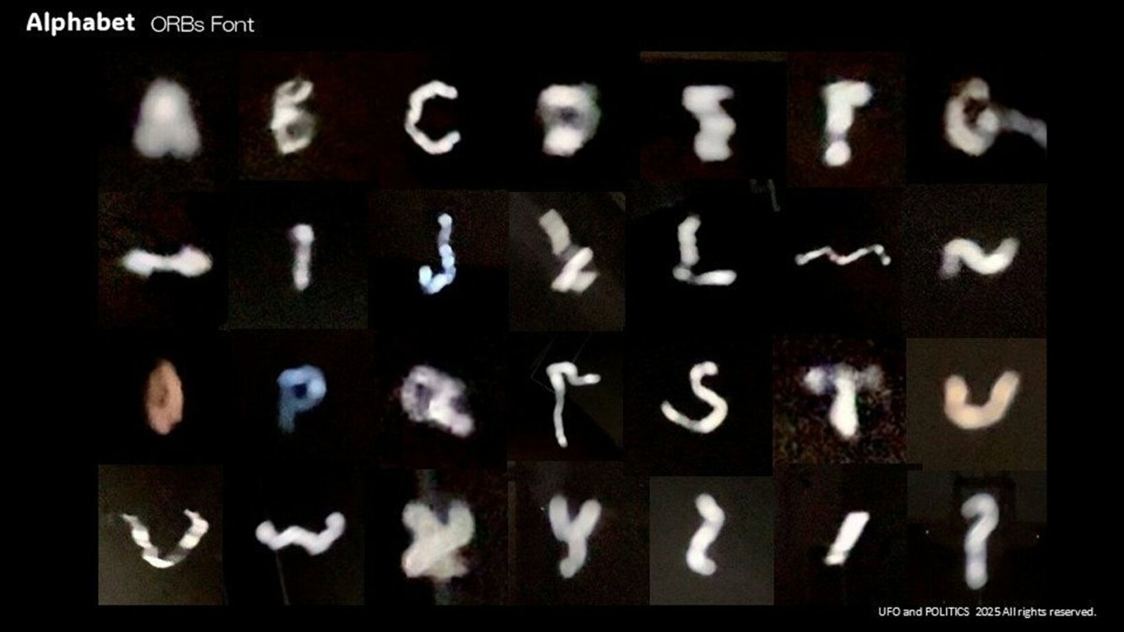 オーブで形作ったアルファベット２６文字