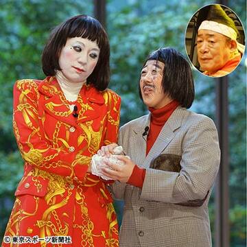 流行語大賞最有力候補と言われる日本エレキテル連合。囲み写真はいわれのない「パクリ疑惑」を掛けられた島田一の介