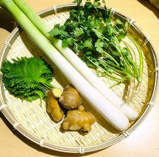 温熱性のショウガ、ネギ、シソ、パクチー