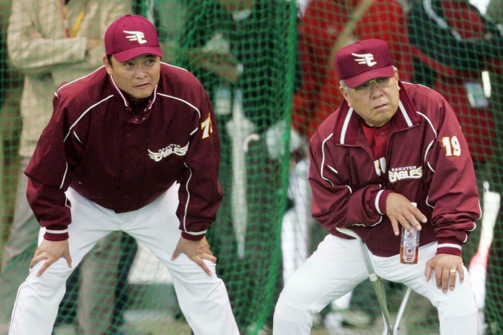 楽天時代の野村監督と橋上コーチ（２００８年）