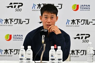 試合後、会見に出席した錦織圭