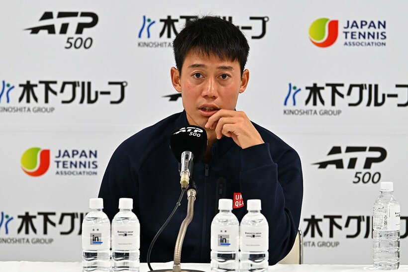 試合後、会見に出席した錦織圭