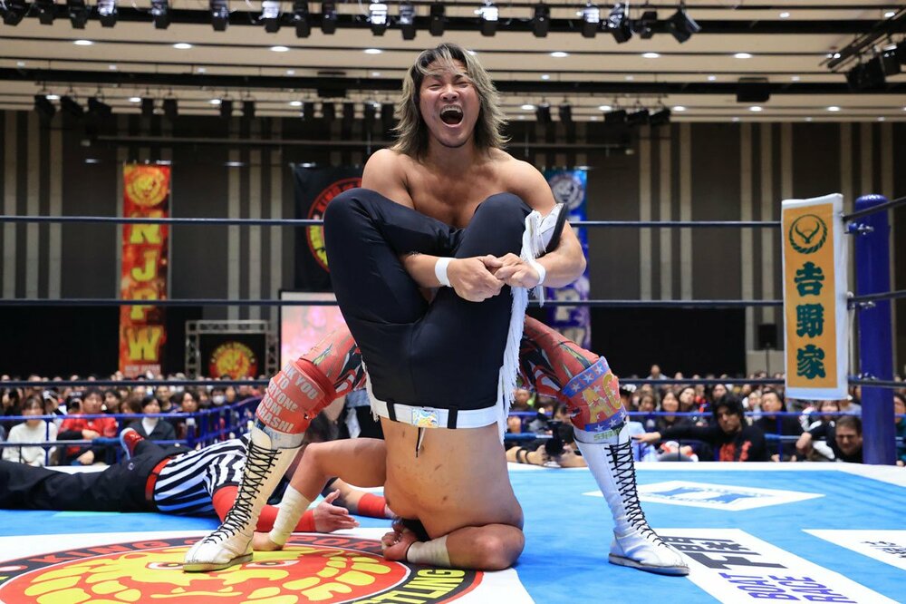 デスペラードをテキサス式四葉固めで攻める棚橋