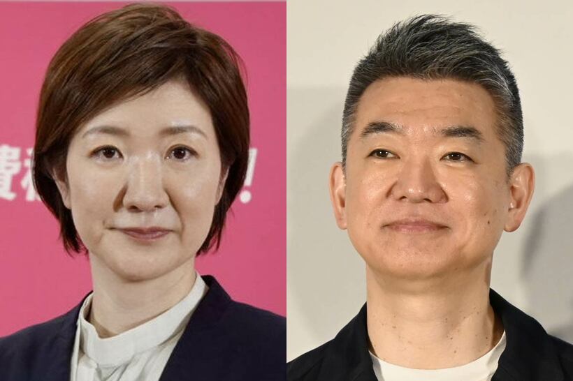 大石晃子氏（左）と橋下徹氏