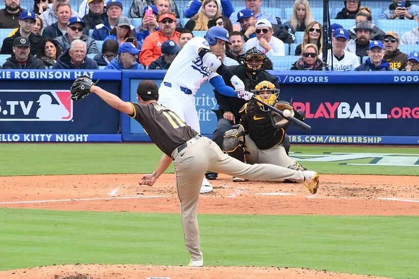 ダルビッシュ有にサードフライに打ち取られた大谷翔平