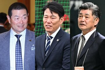 中日の新監督候補として名前が報道されている桑田真澄氏(左)、井端弘和氏(中)、工藤公康氏