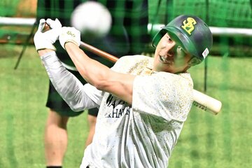 試合前の全体練習に参加した柳田悠岐