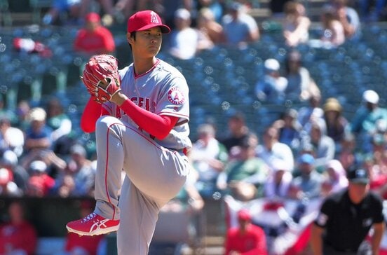 二刀流デビューを果たした大谷翔平（２０１８年４月１日、ロイター＝USA　TODAY　Sports) 