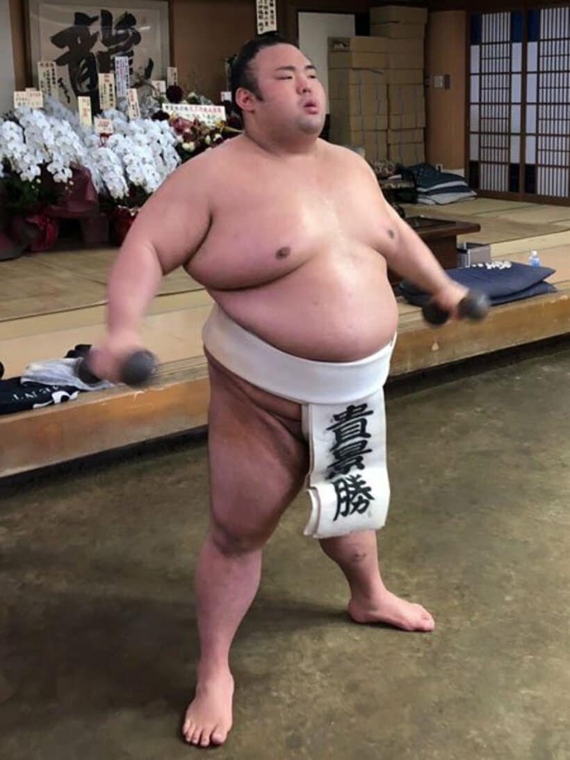  稽古で汗を流した貴景勝