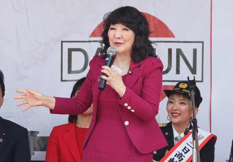 高輪交通安全フェアに登場した片山さつき氏