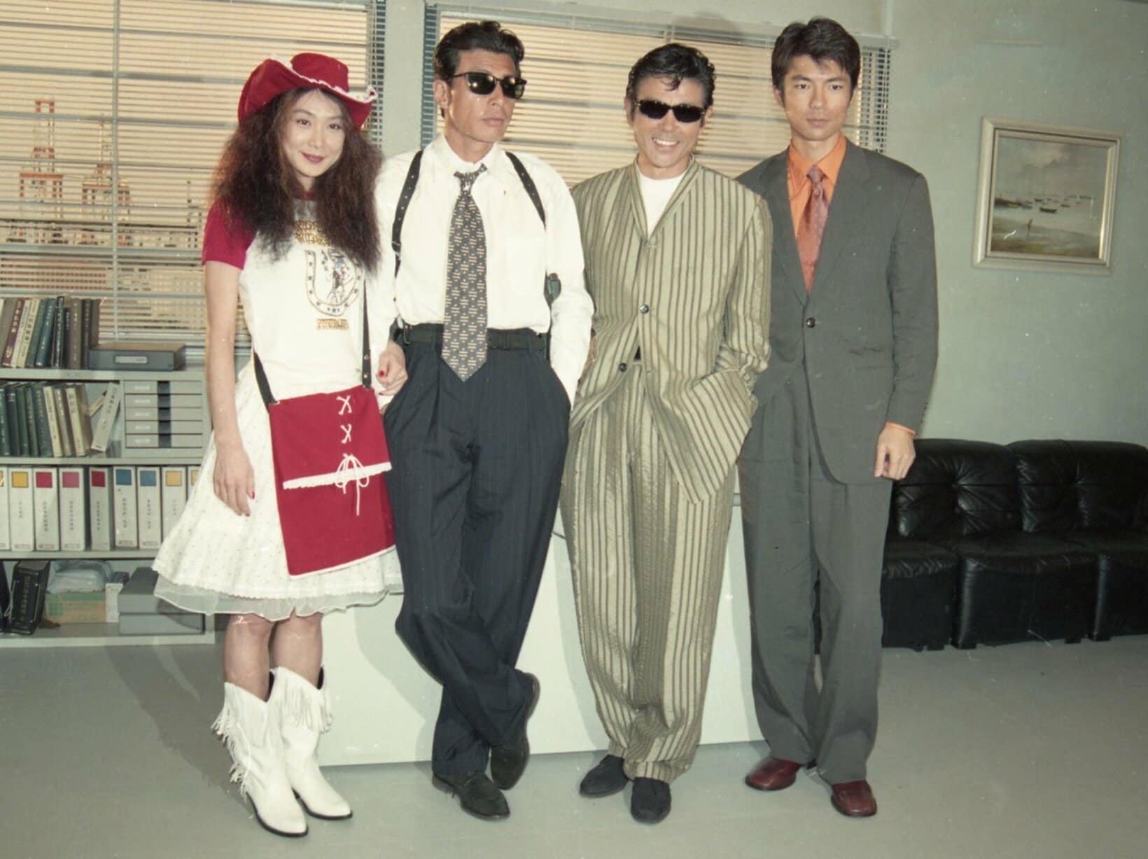 （左から）浅野温子、舘ひろし、柴田恭兵、仲村トオル（１９９８年５月）