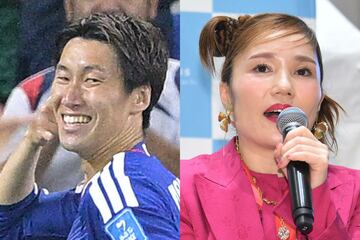 鎌田大地（左）と平野ノラ