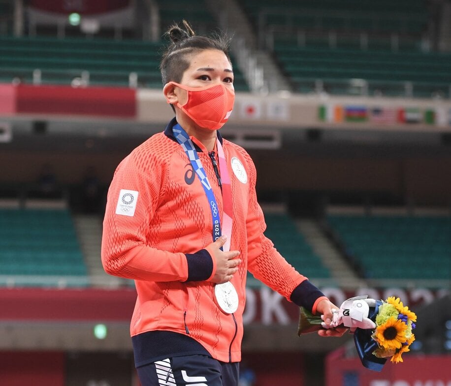  今大会の日本選手メダル第１号となった渡名喜