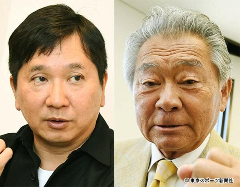  長年番組を支えたみの（右）と後任の爆笑・田中