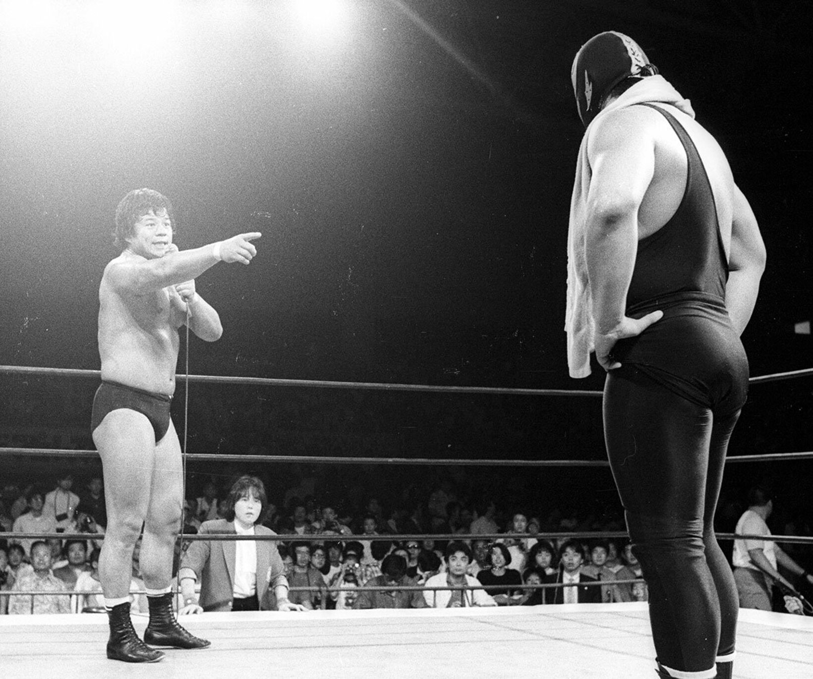 藤波はスーパー・ストロング・マシンに「お前、平田だろ！」（１９８５年）