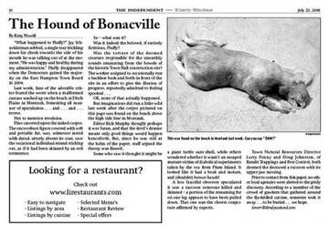 モントーク・モンスターを伝えた紙面