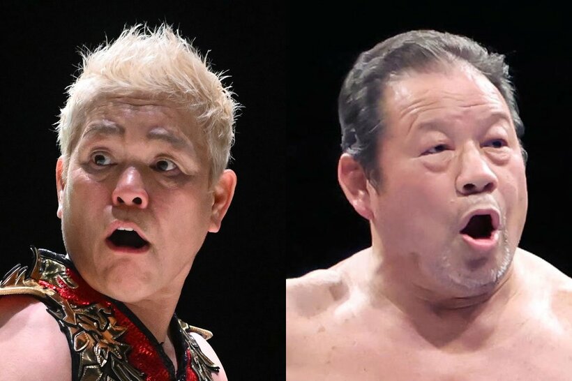 神取忍(左)と藤波辰爾