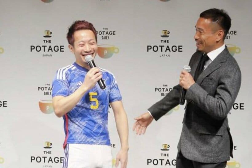 ブラボー！橋本（左）と長友佑都（ブラボー！橋本提供）
