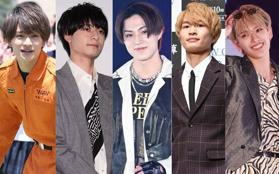 （左から）浮所飛貴、作間龍斗、佐藤龍我、那須雄登、深田竜生