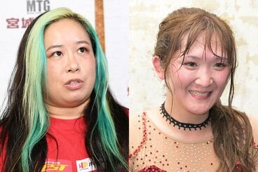 センダイガールズの王者・橋本千紘(左)と、11周年興行を成功させたVENY