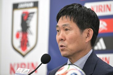 会見に臨む森保一監督