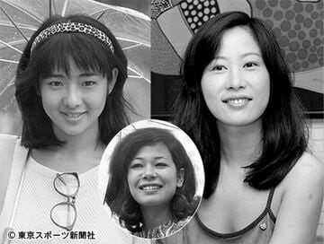 日活ロマンポルノに主演した人気女優。美保純（左）、宮下順子（右）、白川和子（囲み写真）