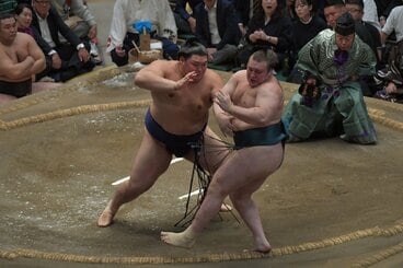 大の里（左）との相星決戦で敗れた安青錦