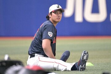 全体練習に参加した大谷翔平
