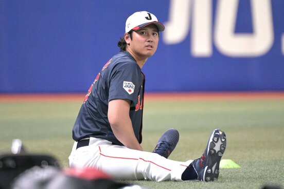 全体練習に参加した大谷翔平