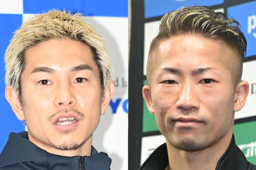 井岡一翔（左）と井上拓真