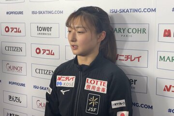 取材に応じる坂本花織