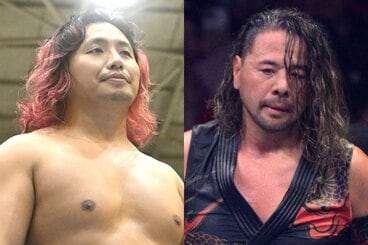 元新日本プロレスの高橋ヒロム(左)と、WWEの中邑真輔