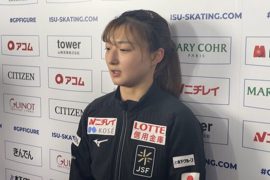 取材に応じる坂本花織