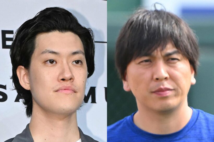 霜降り明星・粗品(左)と、元通訳の水原一平受刑者
