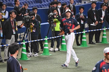 練習に参加した大谷翔平