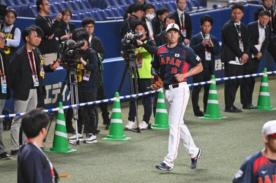 練習に参加した大谷翔平