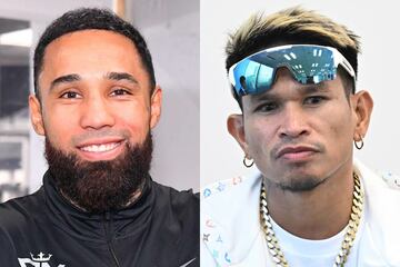 ルイス・ネリ（左）とジョンリル・カシメロが拳を交える