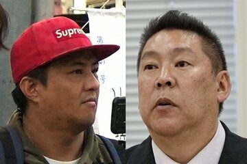 杉田勇人被告（左）と立花孝志氏