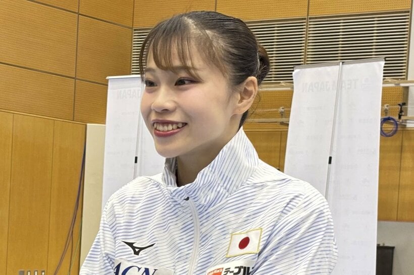 公開練習後の取材に応じた杉原愛子