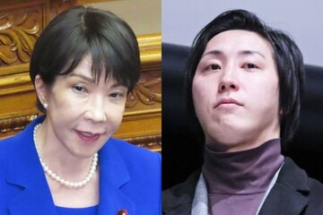 逃げの答弁が続く高市首相(左)と、サナエトークン騒動で槍玉にされた溝口勇児氏