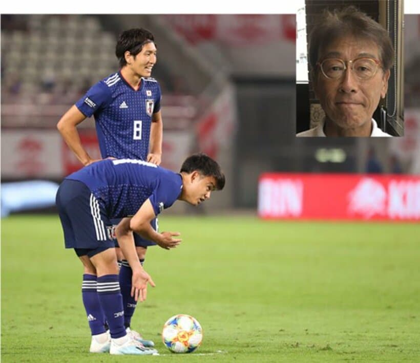  日本代表でもＦＫを任された久保（手前）顔写真は福井哲氏