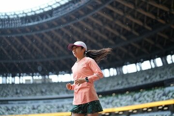 前日練習に臨んだ田中希実（代表撮影）