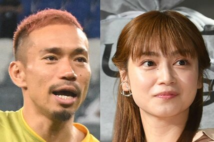 長友佑都(左)と平愛梨