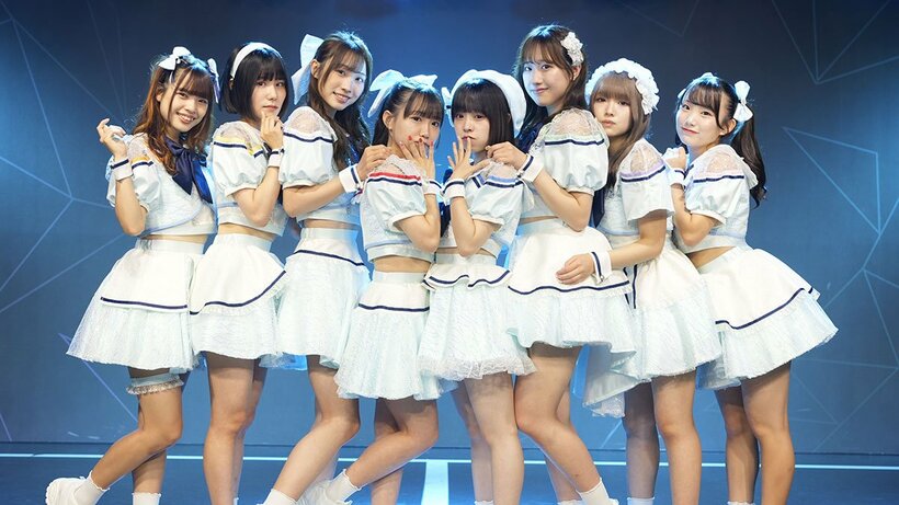 新アイドルグループ「Quest Ship」の(左から)有ゆうな、朝宮しずく、宇野木夕花、鹿嶋ゆいな、楠瀬ひより、華本かな、三雲やや、姫野きらり