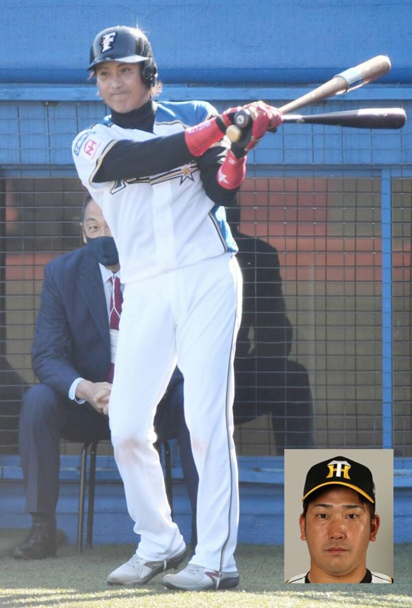  トライアウトに参加した新庄氏。顔写真は高野
