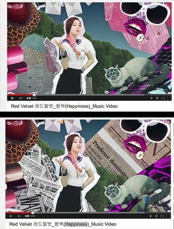 上が問題部分が修整されたPV。下が元のPV