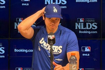 前日会見に出席した大谷翔平