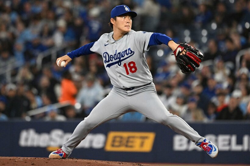 ブルージェイズとの第２戦に先発した山本由伸（ロイター）