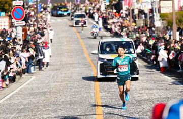 往路５区で激走した青学大・黒田朝日（代表撮影）