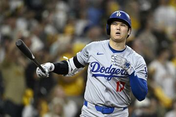 ８回表、見逃し三振に倒れた大谷（ロイター＝USA TODAY Sports）